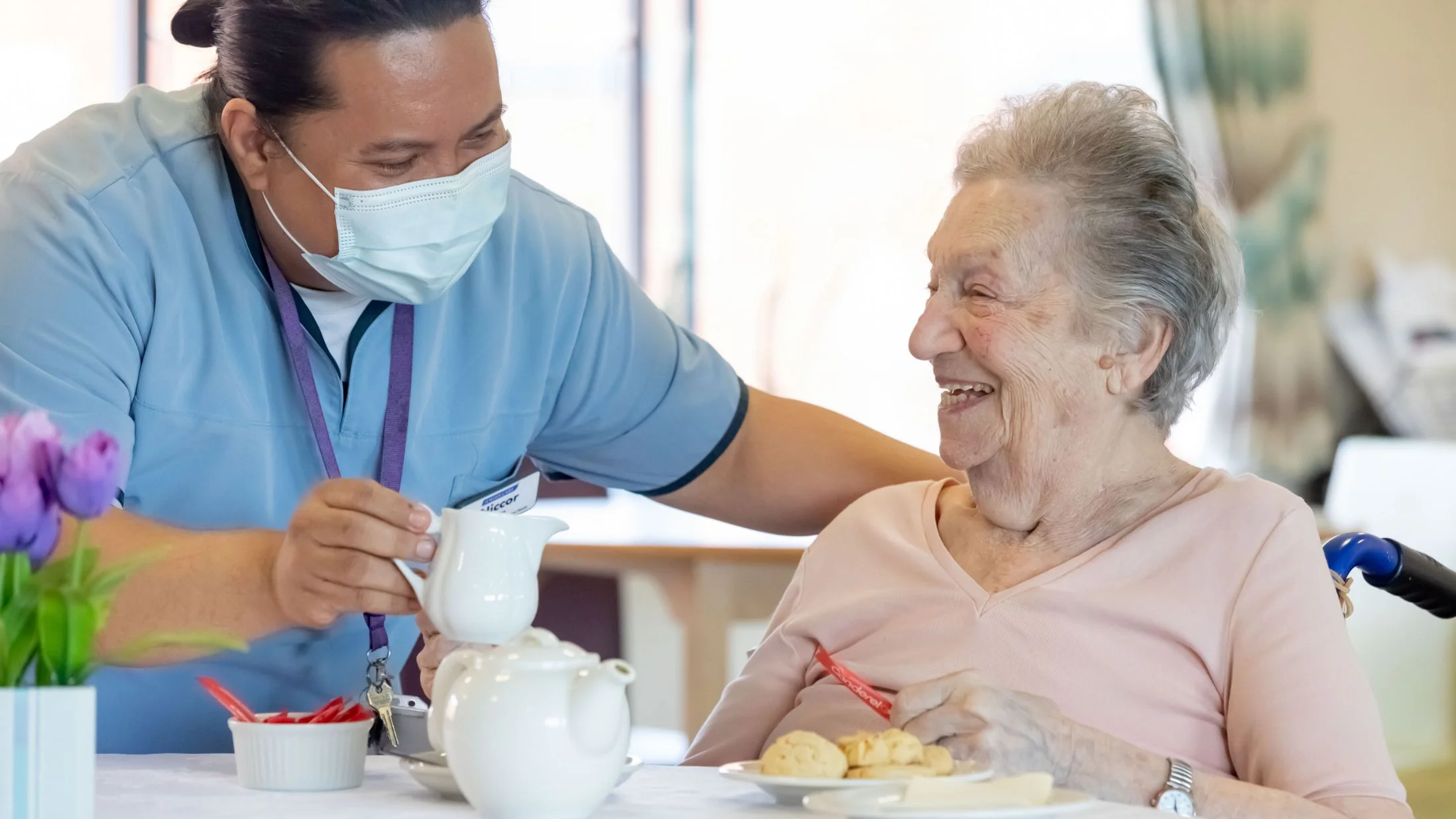 Freedman House care home resident and tea Freedman House care home resident and tea
