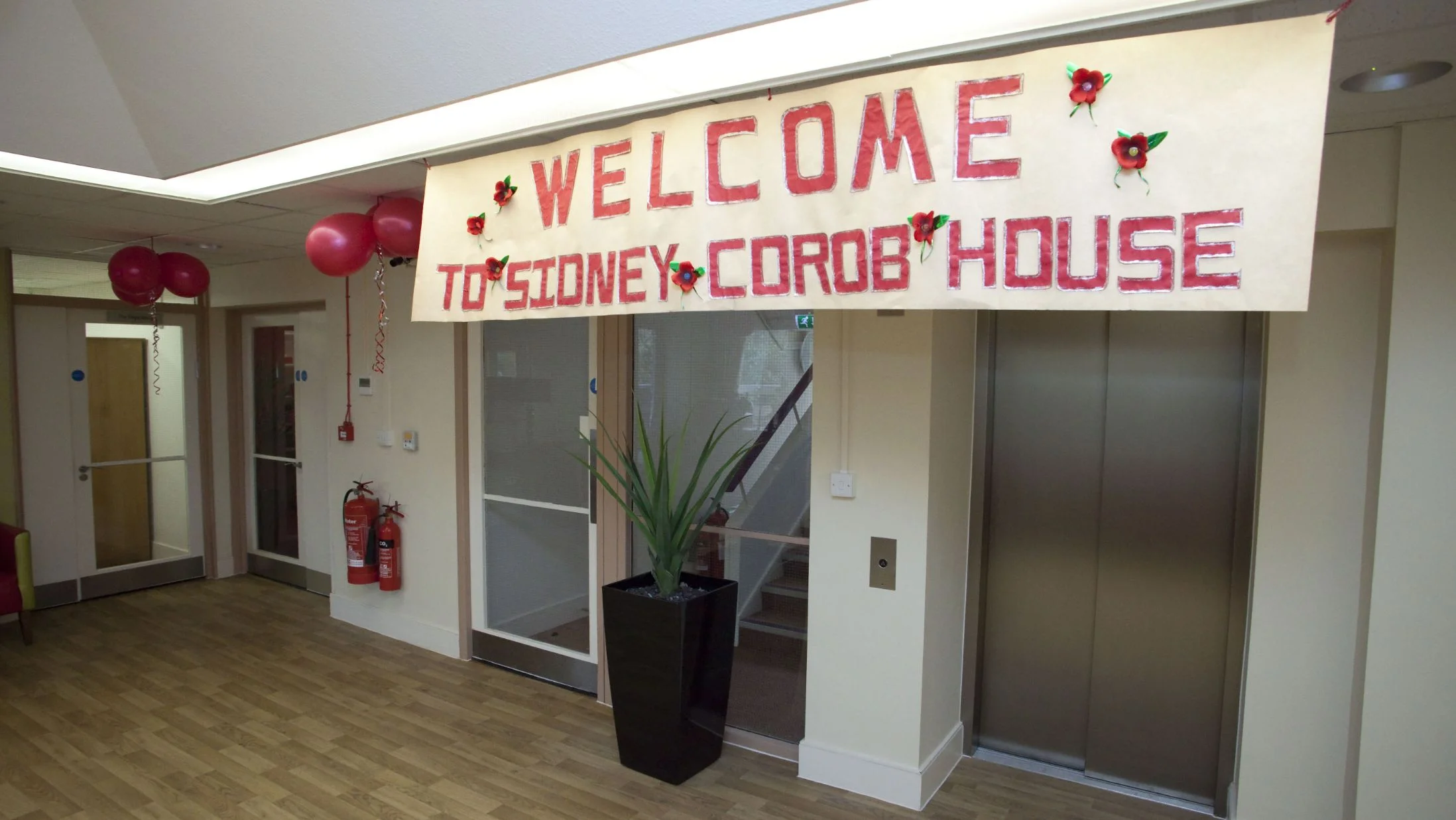 Sidney Corob House care home welcome banner Sidney Corob House care home welcome banner