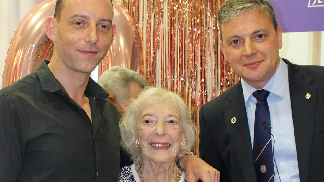 Henny BEM receiving her WWII medals on her 100th birthday